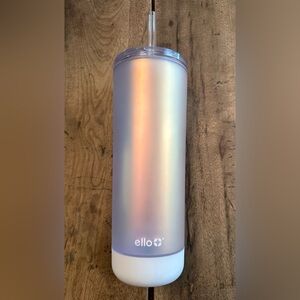 EUC Ello White Iridescent Tumbler with Straw 24oz.